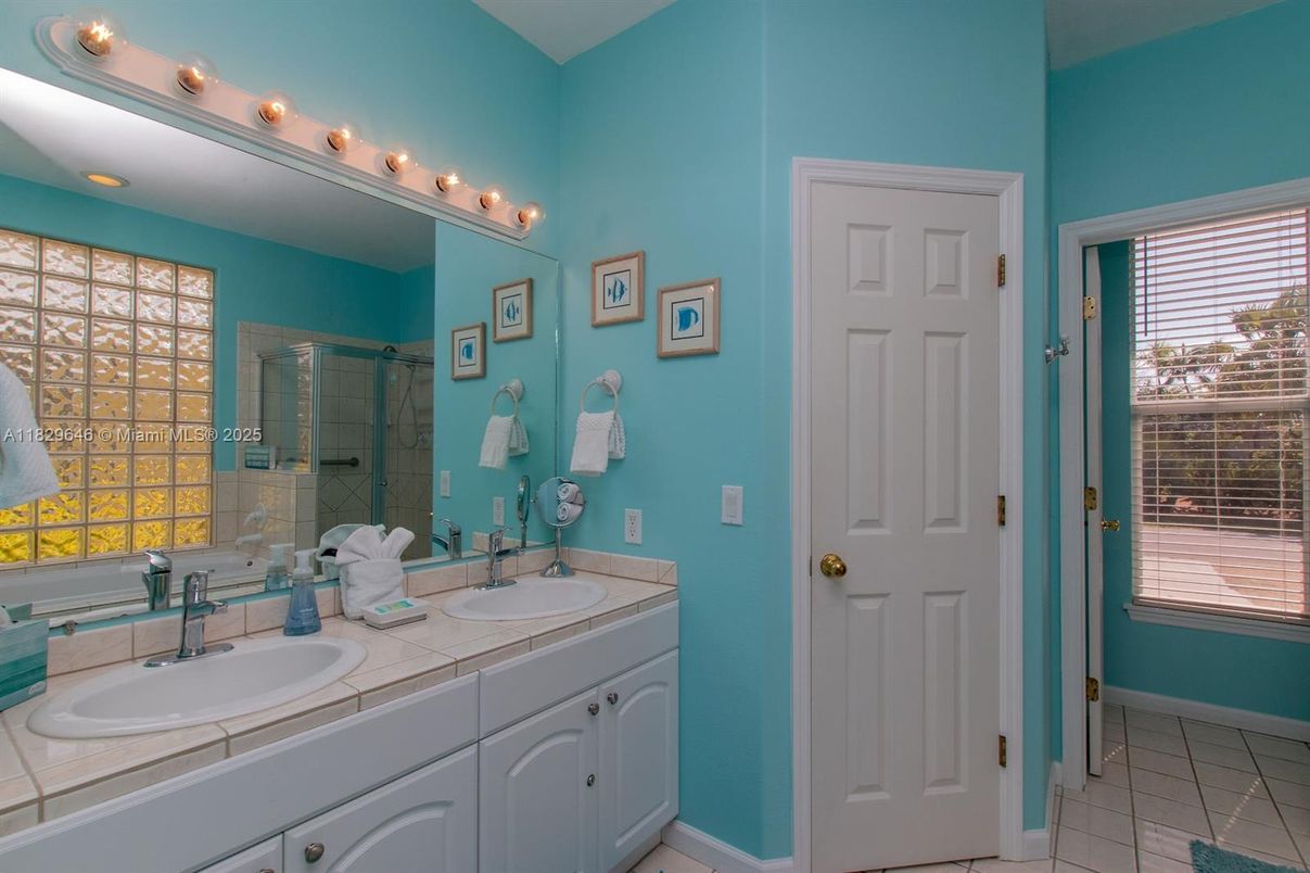 Bathroom, Dual Sink Vanities, Interior, Tile Countertops