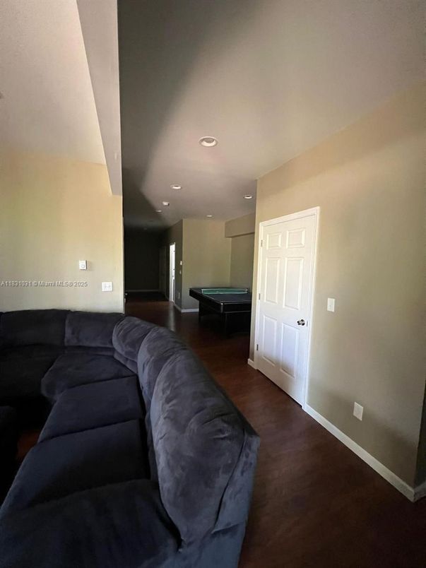 Billiard Table, Game Room, Interior, Living room, Recessed Lighting, Wood Texture Flooring