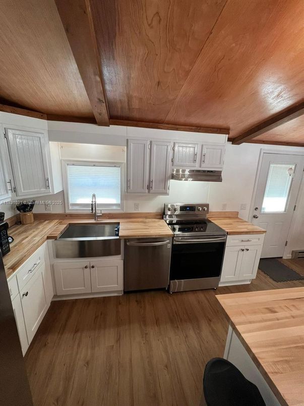 Interior, Kitchen, Stainless Steel Appliances, Wooden Ceilings, Wood Texture Flooring