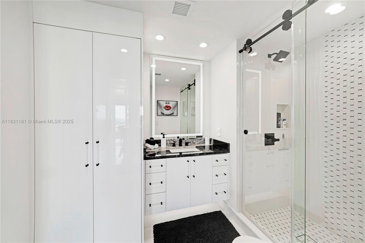 Bathroom, Glass Shower, Interior, Recessed Lighting