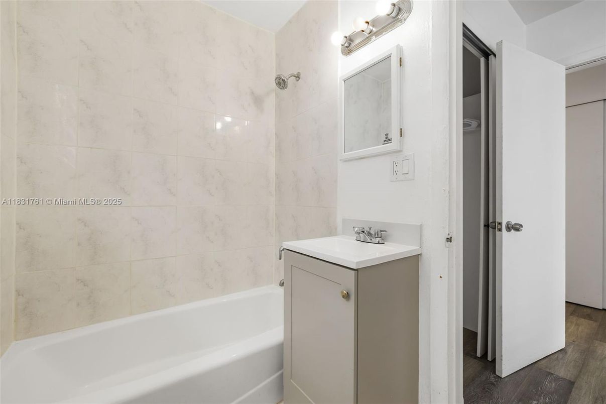 Bathroom, Interior, Marble Walls, Wood Texture Flooring