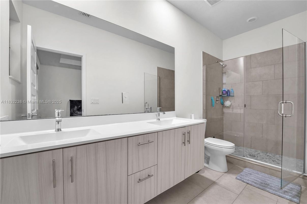 Bathroom, Dual Sink Vanities, Glass Shower, Interior