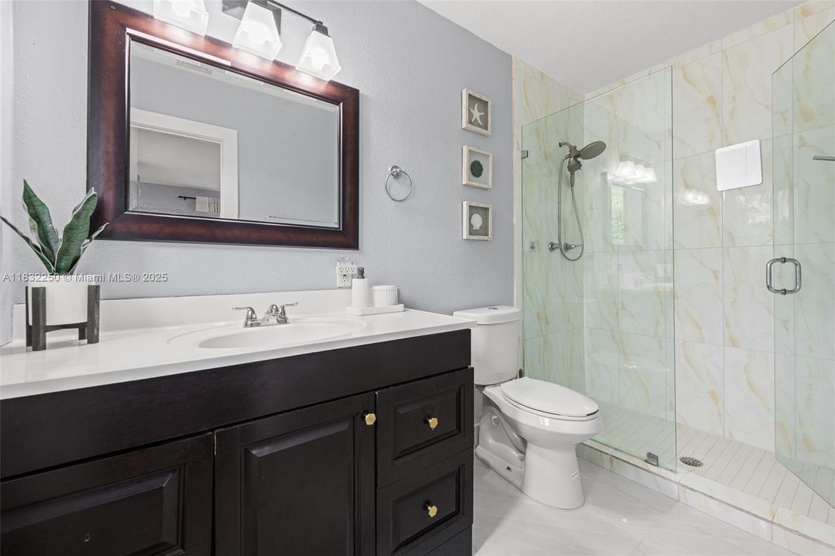 Bathroom, Glass Shower, Interior, Marble Walls