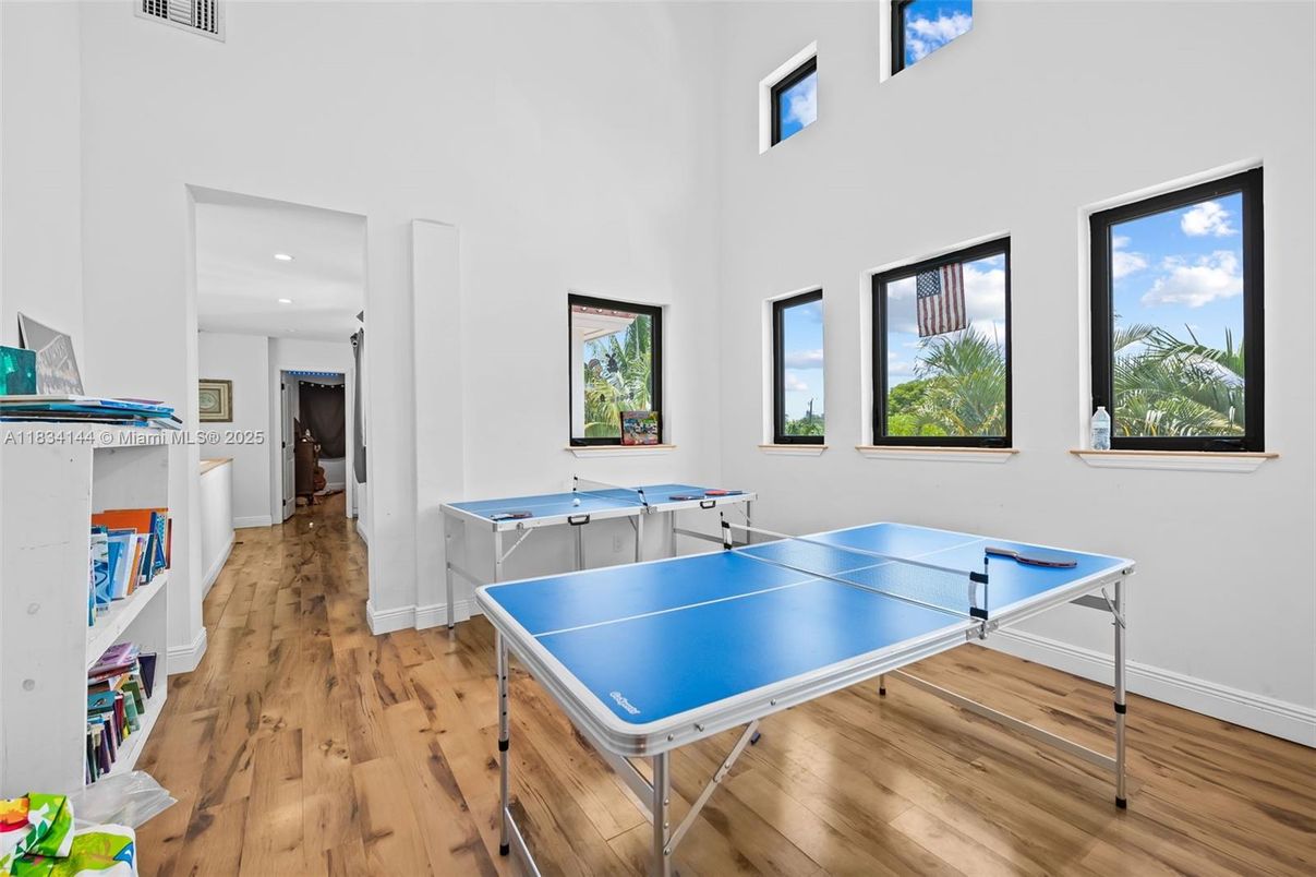 Game Room, Interior, Recessed Lighting, Wood Texture Flooring