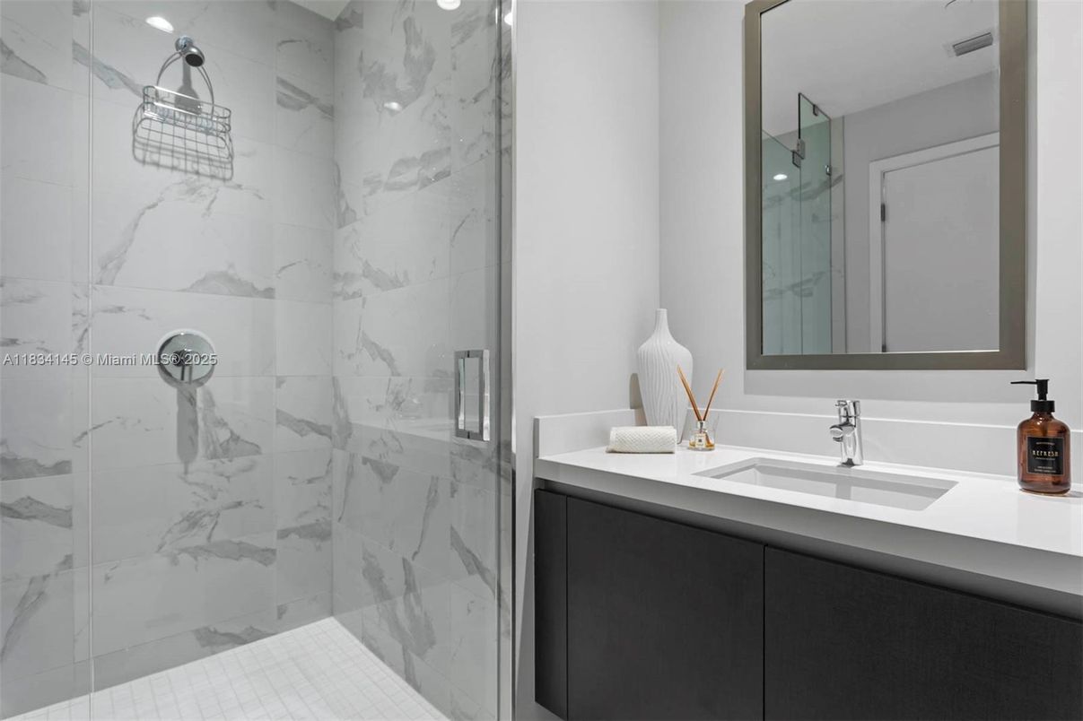 Bathroom, Glass Shower, Interior, Marble Walls