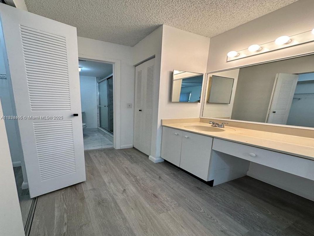 Bathroom, Glass Shower, Interior, Wood Texture Flooring