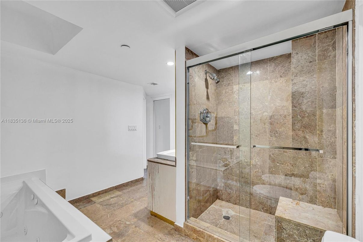 Bathroom, Glass Shower, Interior, Recessed Lighting