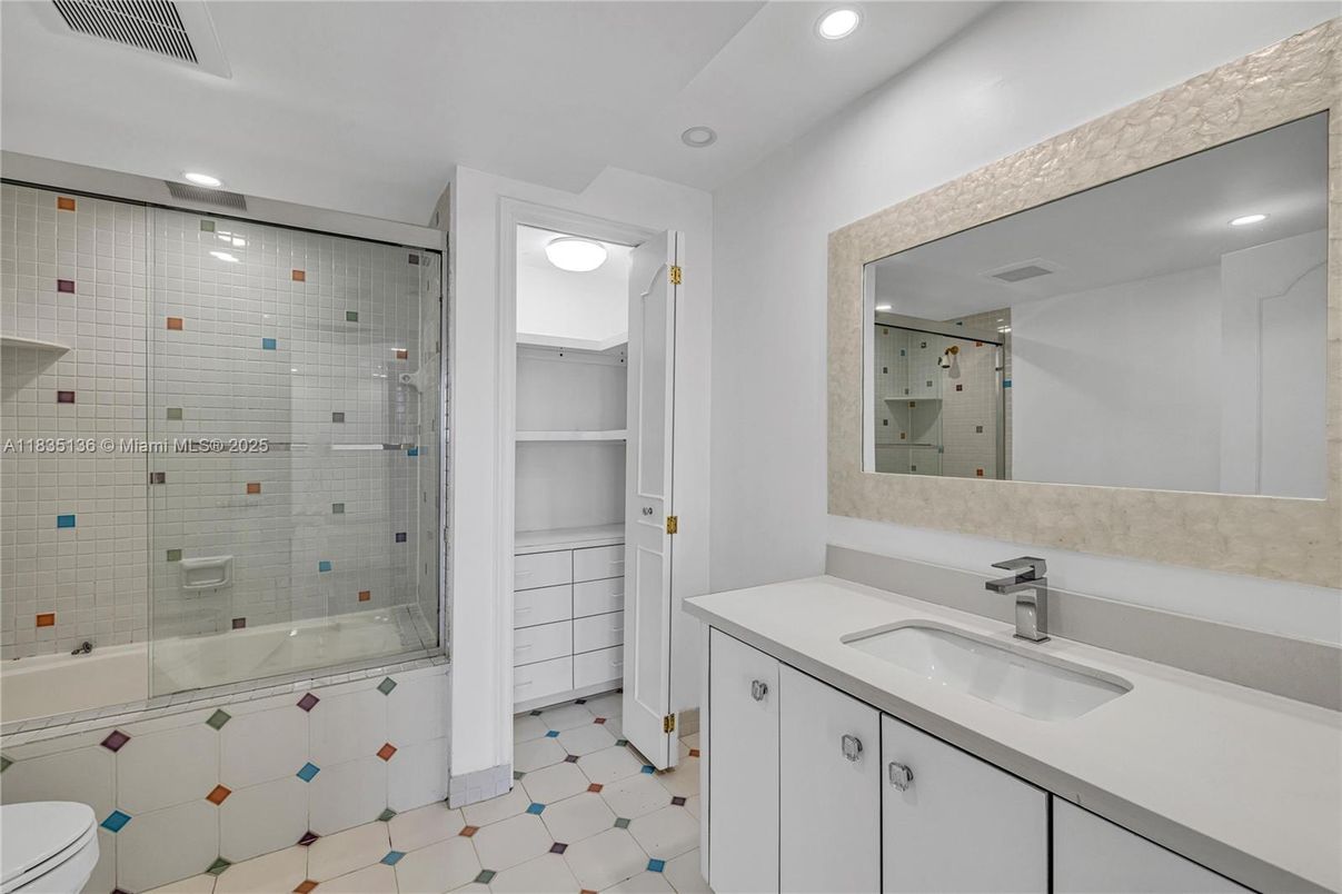 Bathroom, Dual Sink Vanities, Glass Shower, Interior, Recessed Lighting