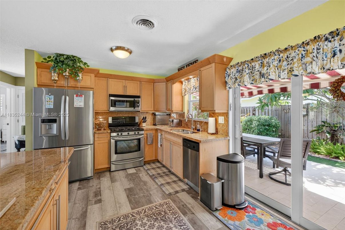Interior, Kitchen, Stainless Steel Appliances, Wood Texture Flooring