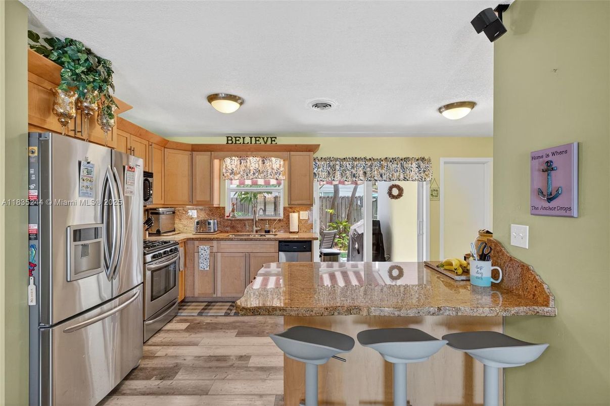 Interior, Kitchen, Stainless Steel Appliances, Wood Texture Flooring