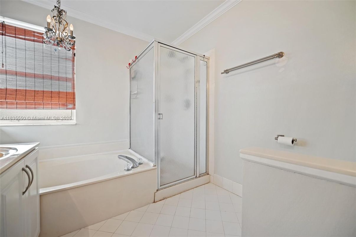 Bathroom, Chandelier, Glass Shower, Interior