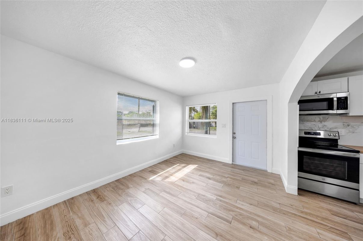 Interior, Kitchen, Stainless Steel Appliances, Wood Texture Flooring