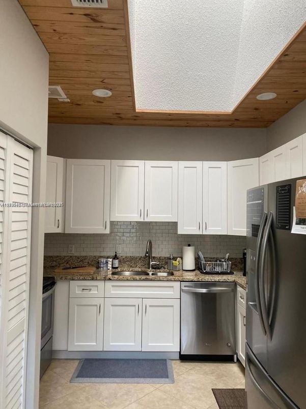 Interior, Kitchen, Recessed Lighting, Stainless Steel Appliances, Wooden Ceilings