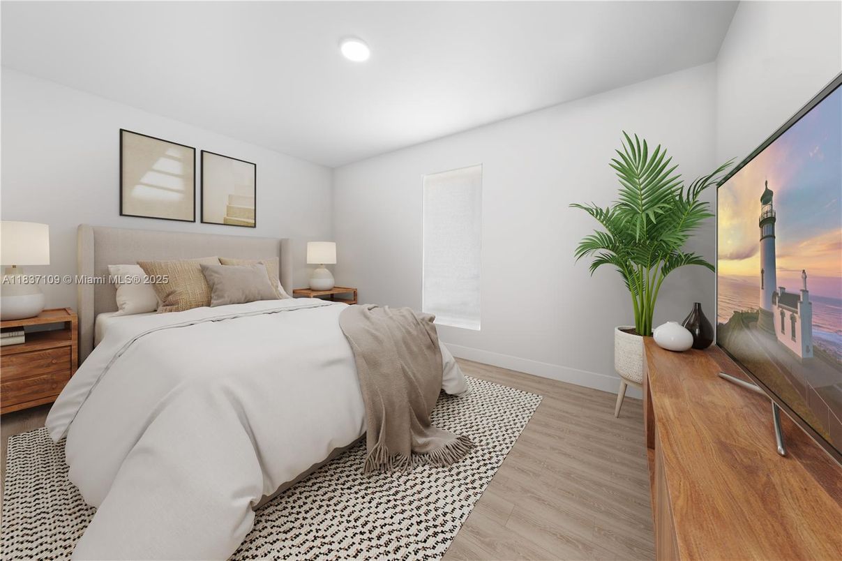 Bedroom, Interior, Recessed Lighting, Water, Wood Texture Flooring