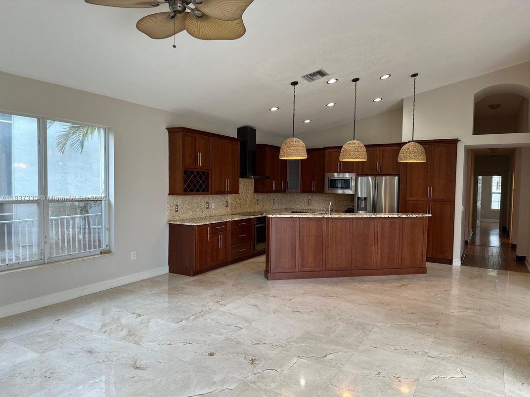 Interior, Kitchen, Pendant Lights, Recessed Lighting, Stainless Steel Appliances