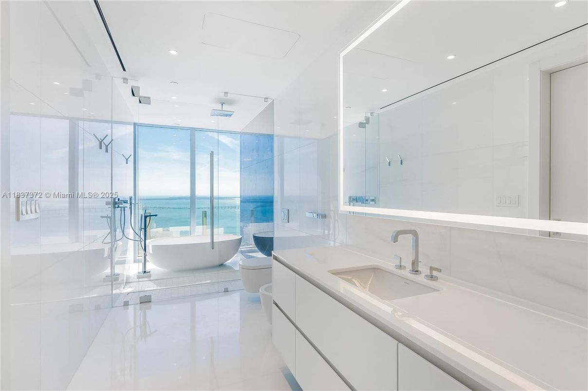 Bathroom, Dual Sink Vanities, Glass Shower, Interior, Recessed Lighting, Water