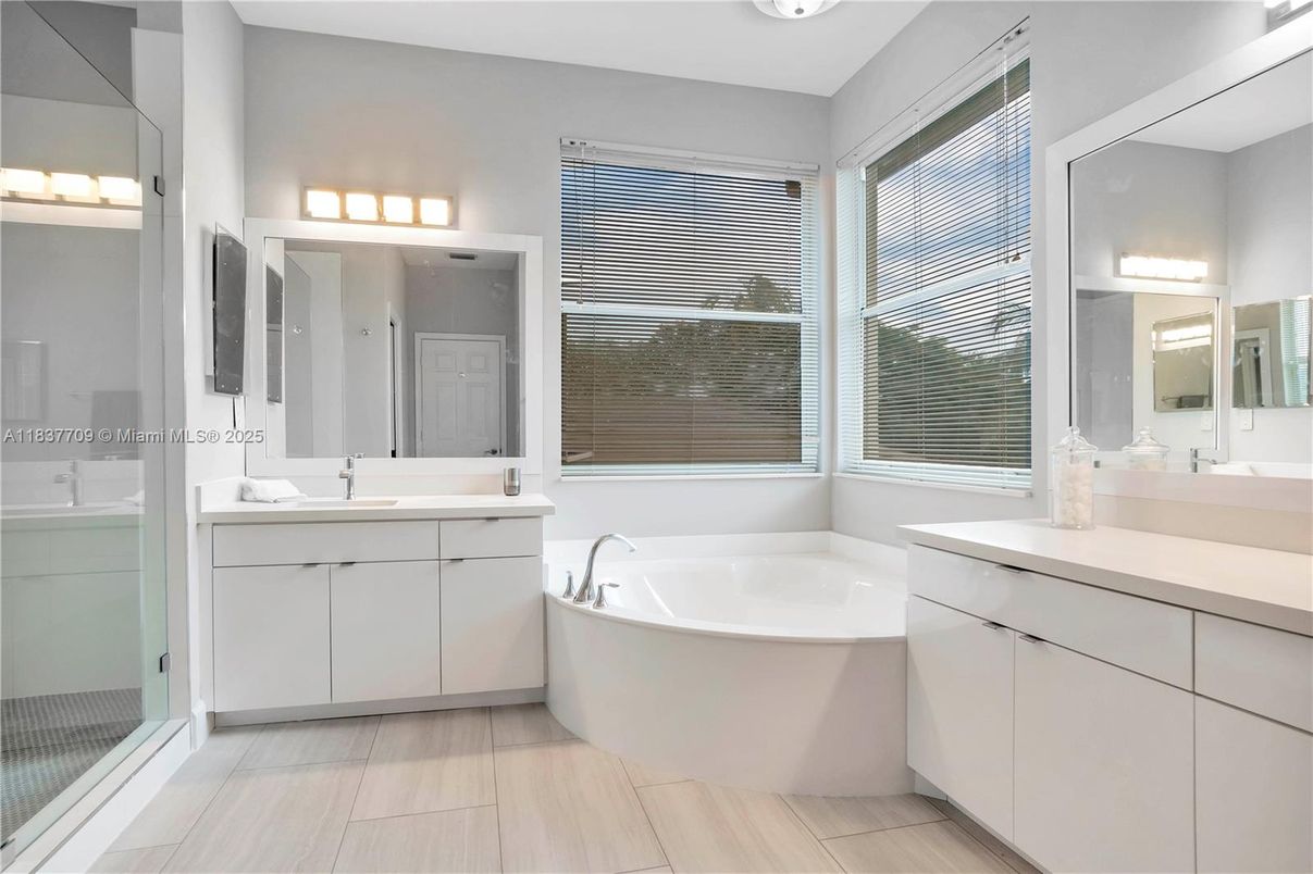 Bathroom, Dual Sink Vanities, Free Standing Baths, Glass Shower, Interior