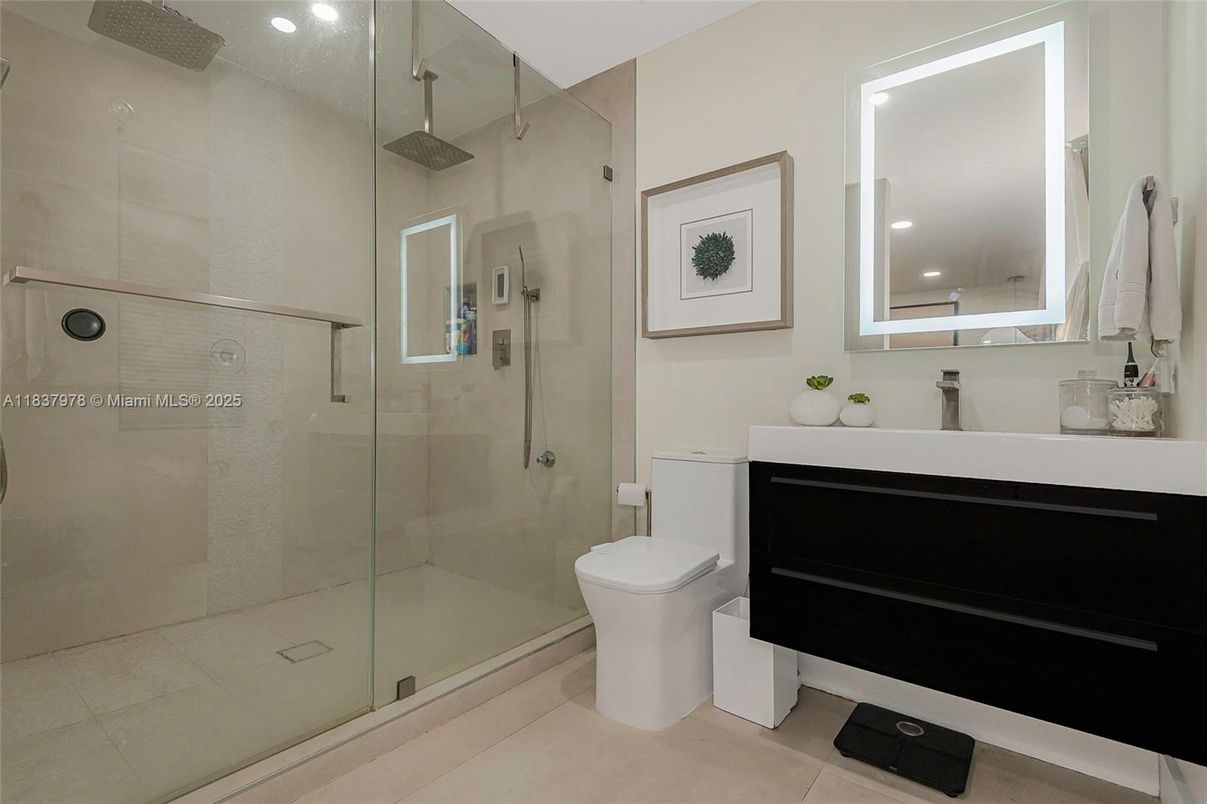 Bathroom, Glass Shower, Interior, Recessed Lighting