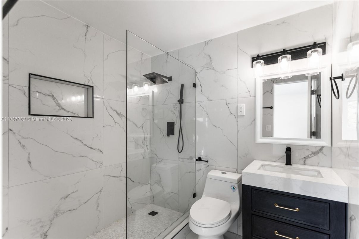 Bathroom, Glass Shower, Interior, Marble Walls