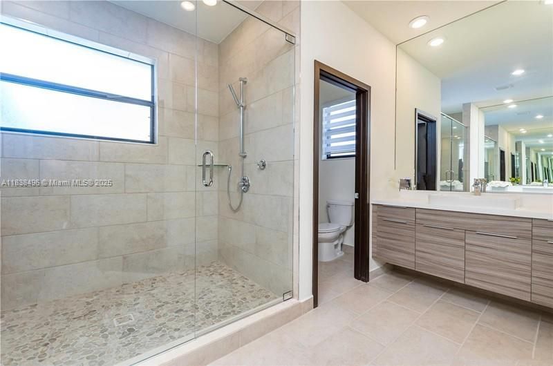 Bathroom, Glass Shower, Interior, Recessed Lighting