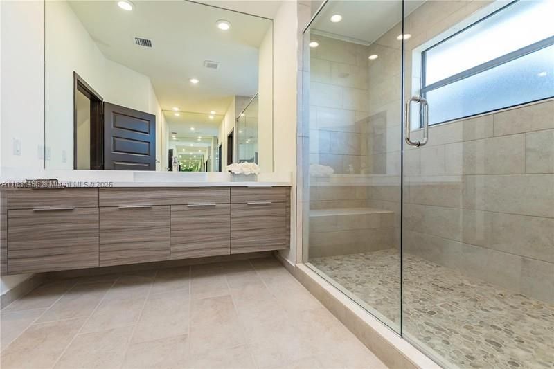 Bathroom, Glass Shower, Interior, Recessed Lighting