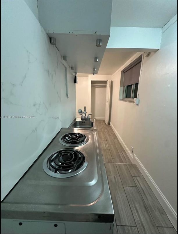 Interior, Kitchen, Marble Walls, Wood Texture Flooring