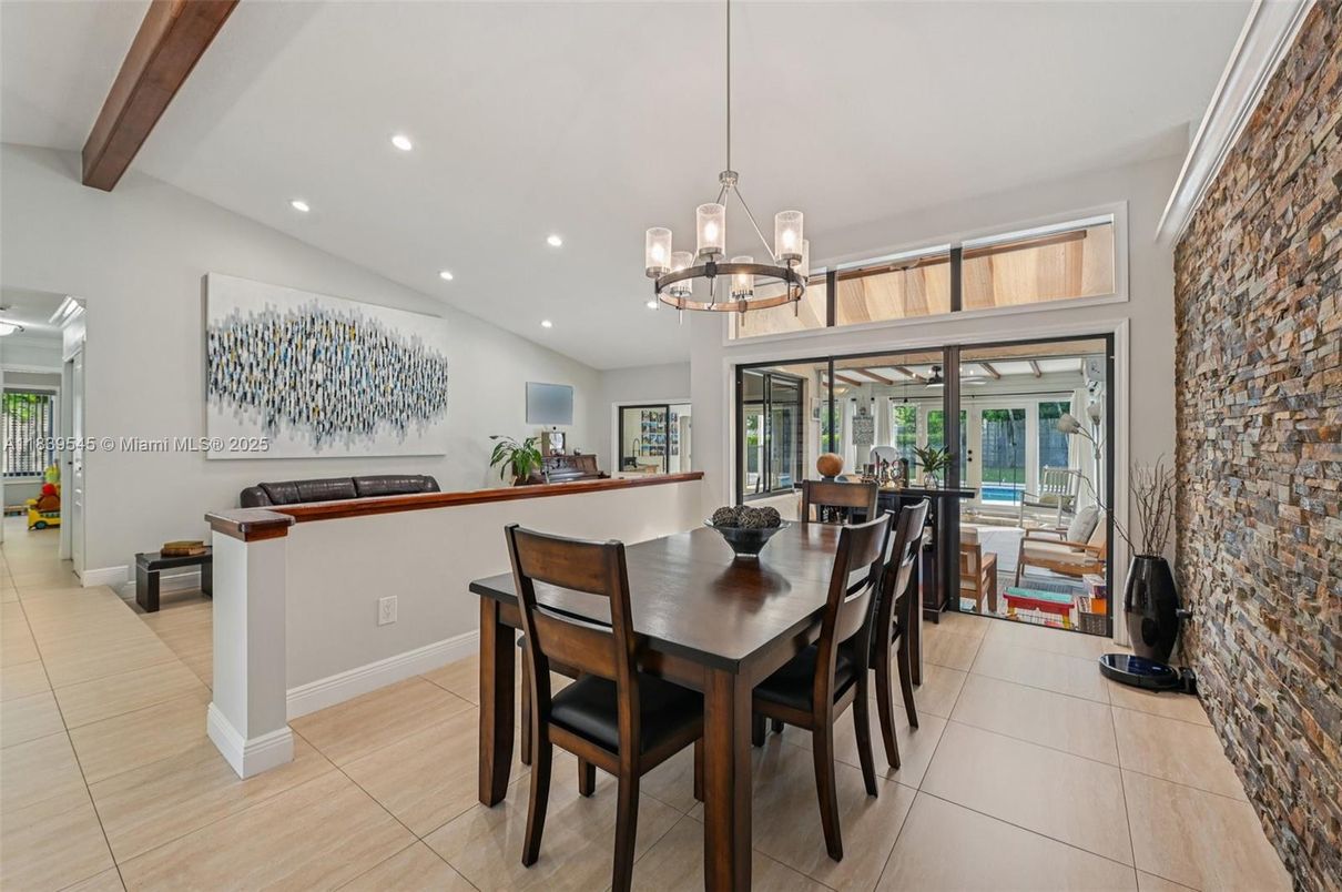 Chandelier, Dining room, Interior, Recessed Lighting, Wooden Beams