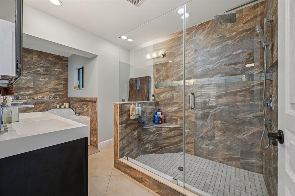 Bathroom, Glass Shower, Interior, Recessed Lighting