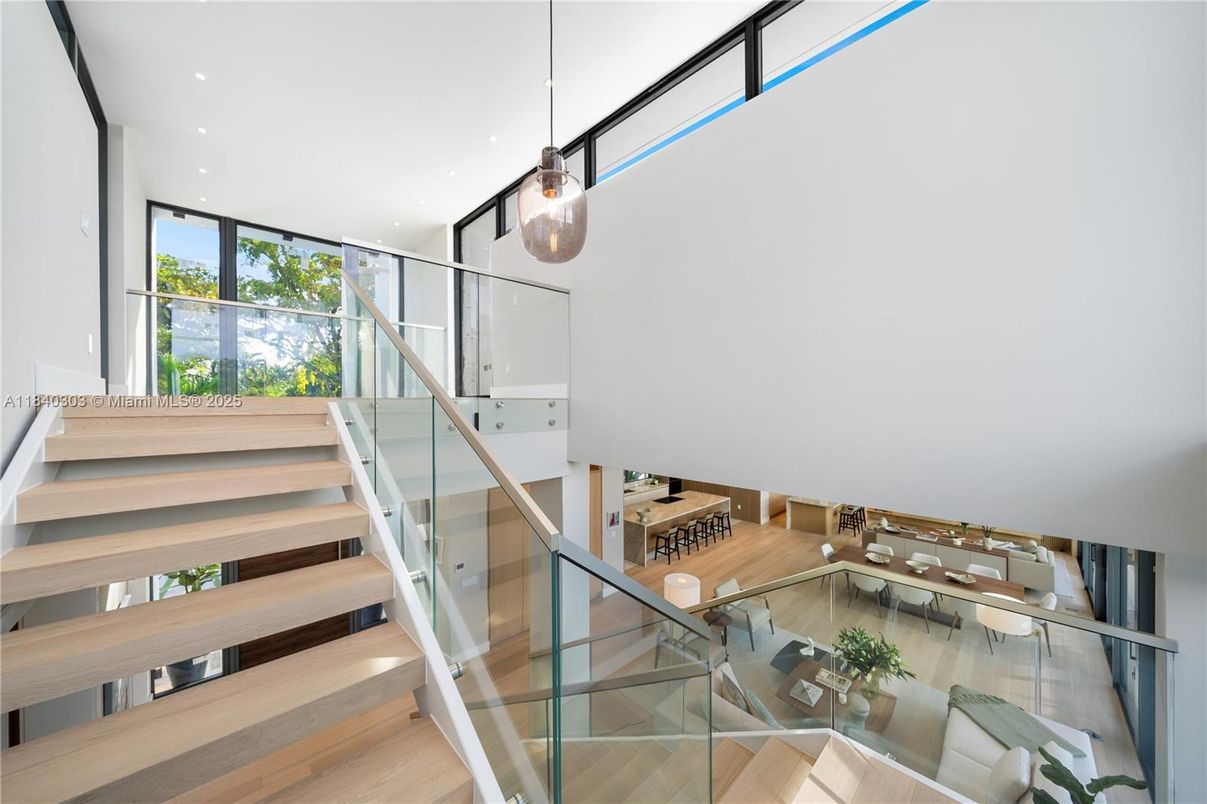 Dining room, Interior, Pendant Lights, Recessed Lighting, Wood Texture Flooring