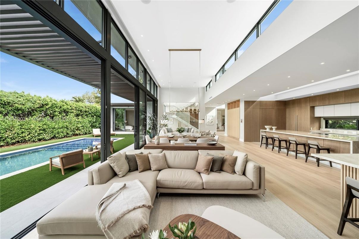 Interior, Kitchen, Living room, Recessed Lighting, Stainless Steel Appliances, Wood Texture Flooring