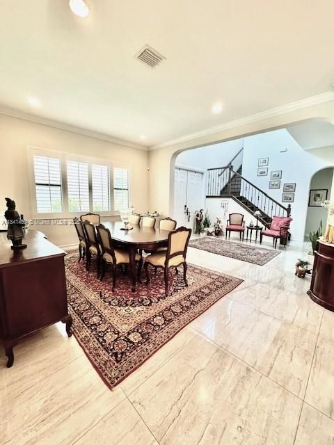 Dining room, Interior, Marble, Recessed Lighting