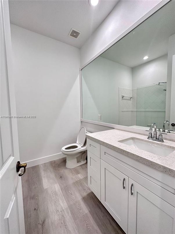 Bathroom, Interior, Recessed Lighting, Wood Texture Flooring