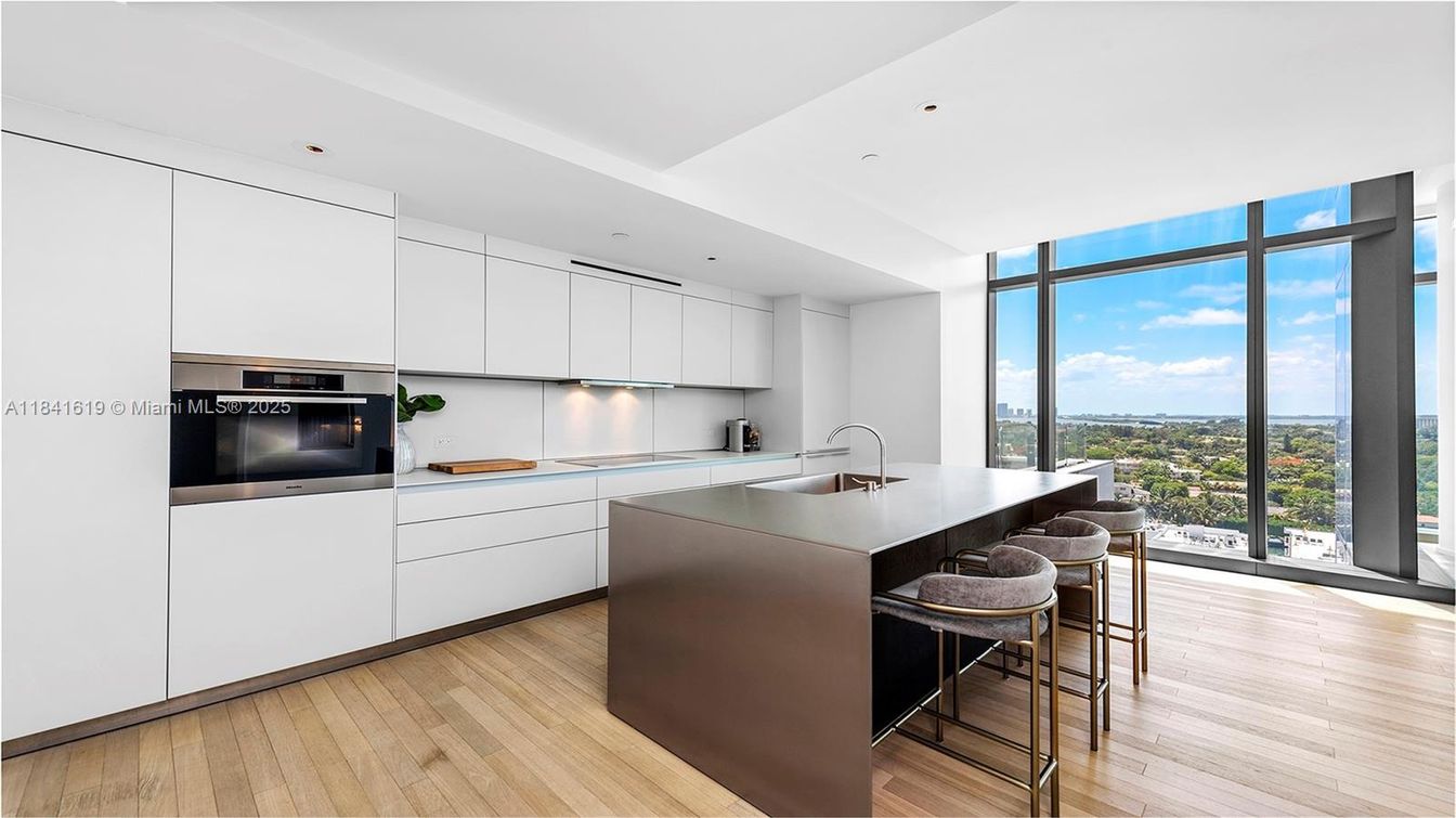 Interior, Kitchen, Recessed Lighting, Stainless Steel Appliances, Water, Wood Texture Flooring