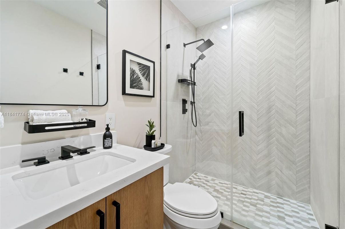 Bathroom, Glass Shower, Interior, Recessed Lighting