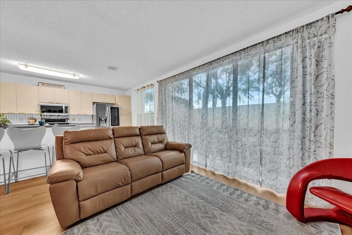 Interior, Kitchen, Living room, Stainless Steel Appliances, Wood Texture Flooring