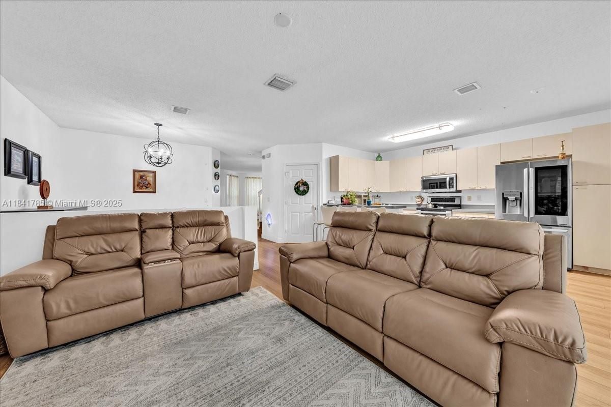 Interior, Kitchen, Living room, Pendant Lights, Stainless Steel Appliances, Wood Texture Flooring