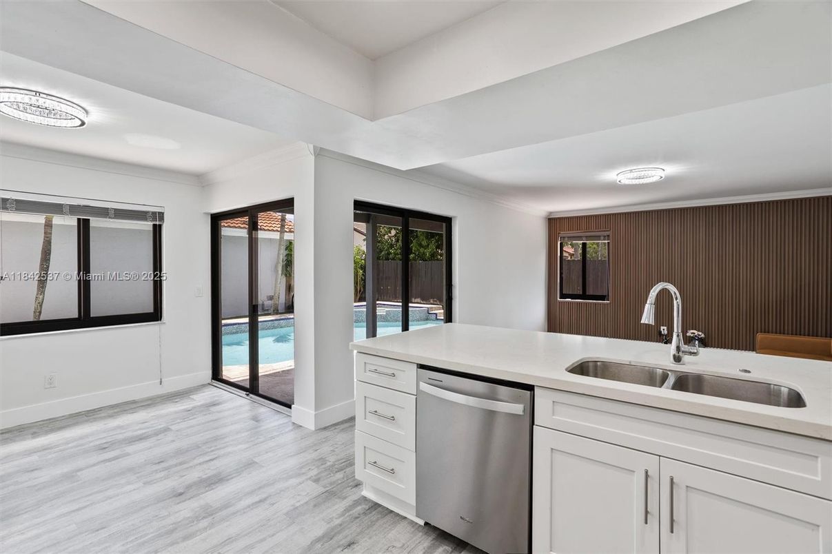 Interior, Kitchen, Stainless Steel Appliances, Wood Texture Flooring