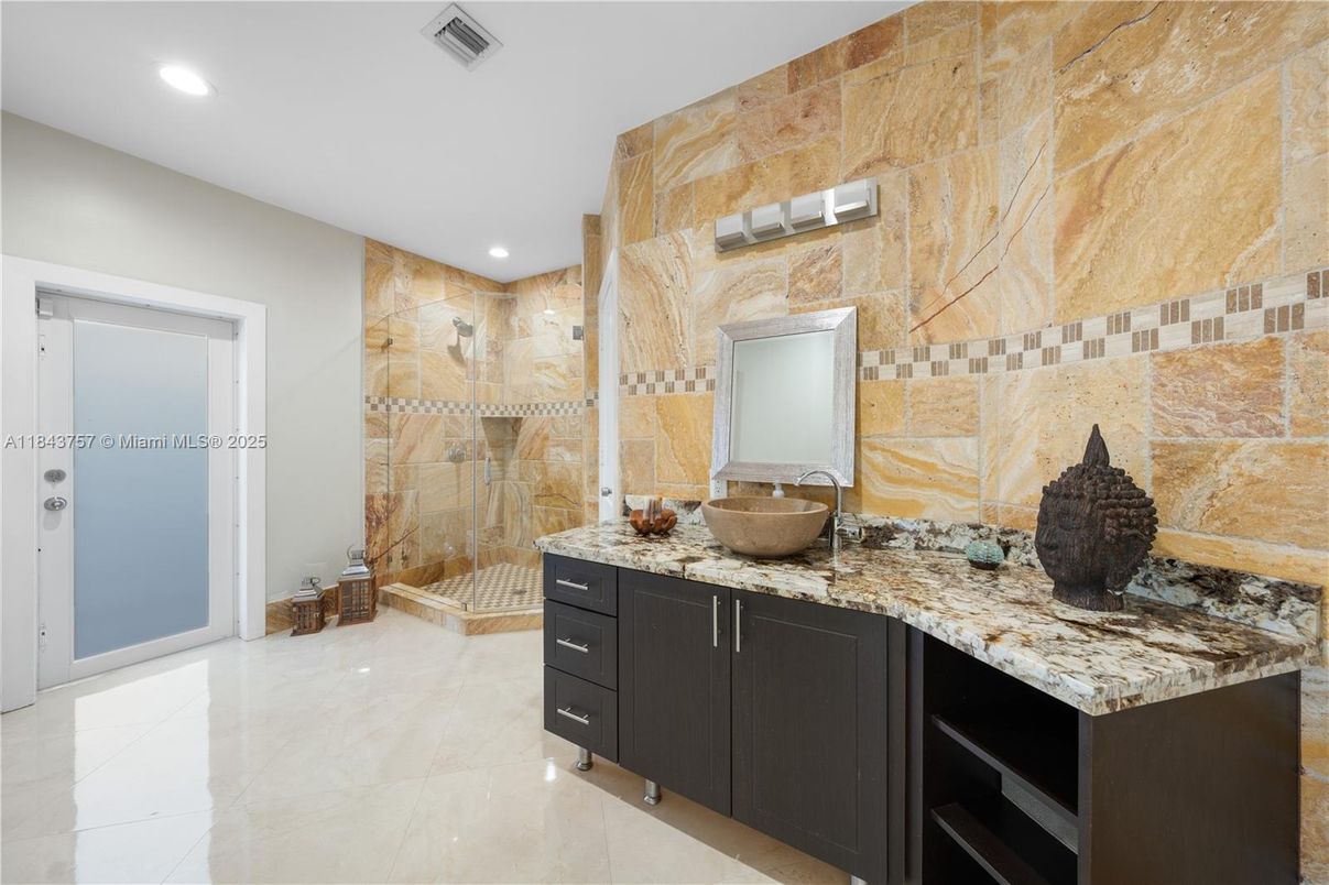 Bathroom, Glass Shower, Interior, Recessed Lighting