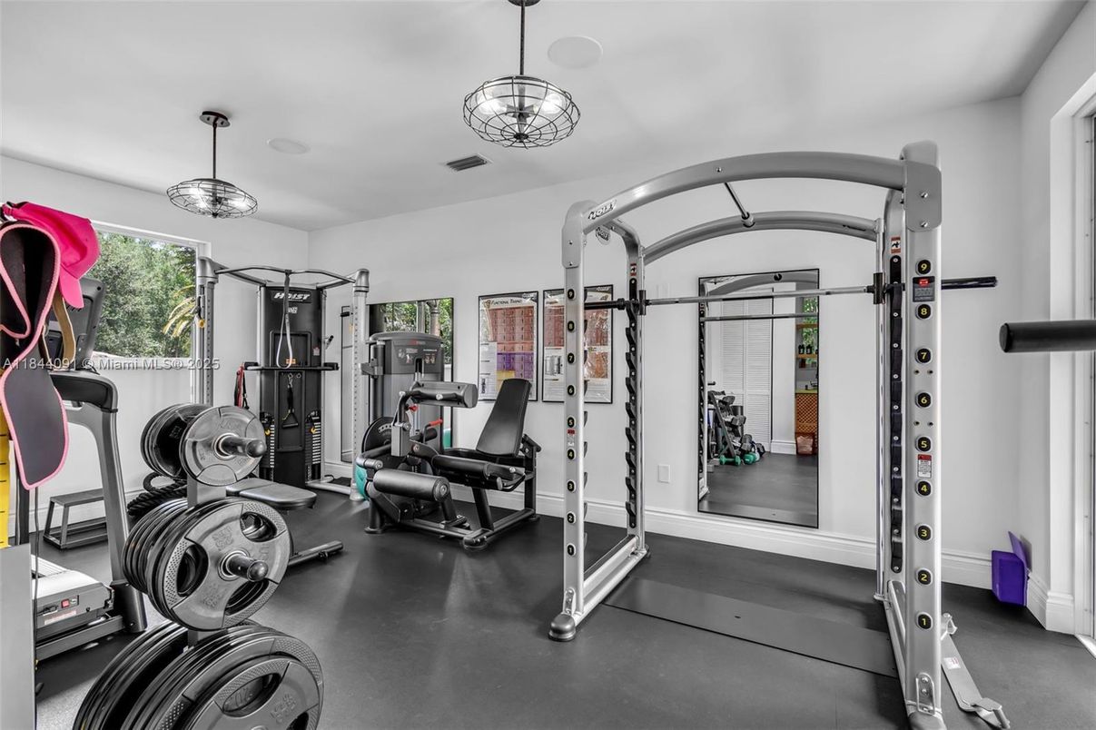 Fitness Equipment, Gym, Interior, Pendant Lights