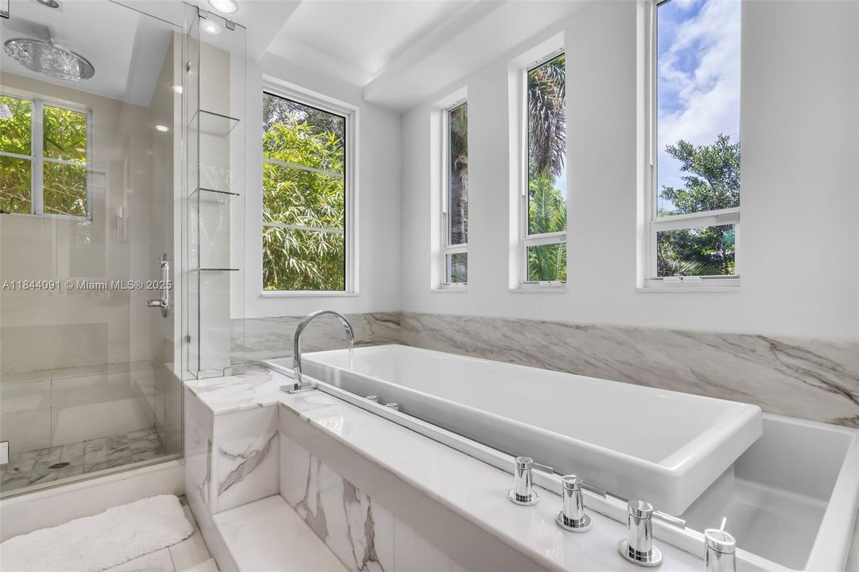 Bathroom, Glass Shower, Interior, Marble Walls