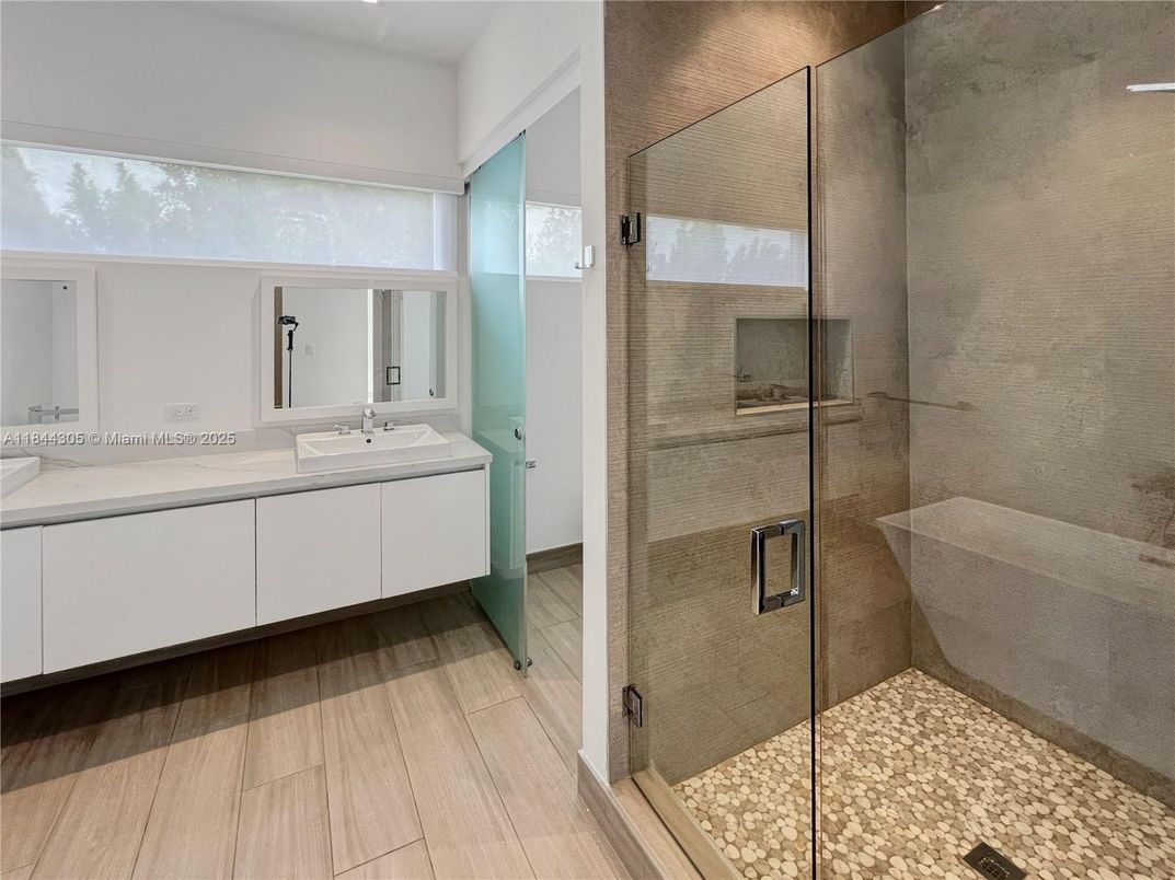 Bathroom, Dual Sink Vanities, Glass Shower, Interior