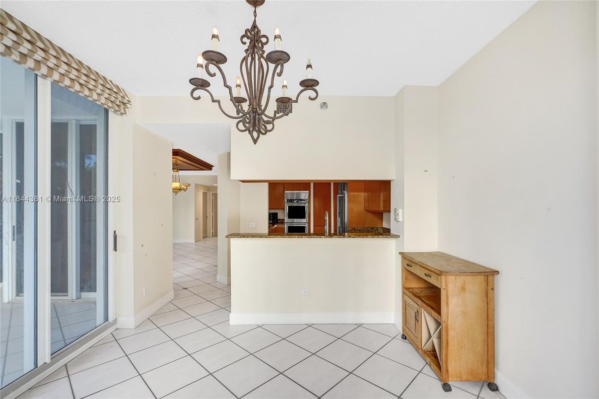 Chandelier, Interior, Kitchen, Stainless Steel Appliances