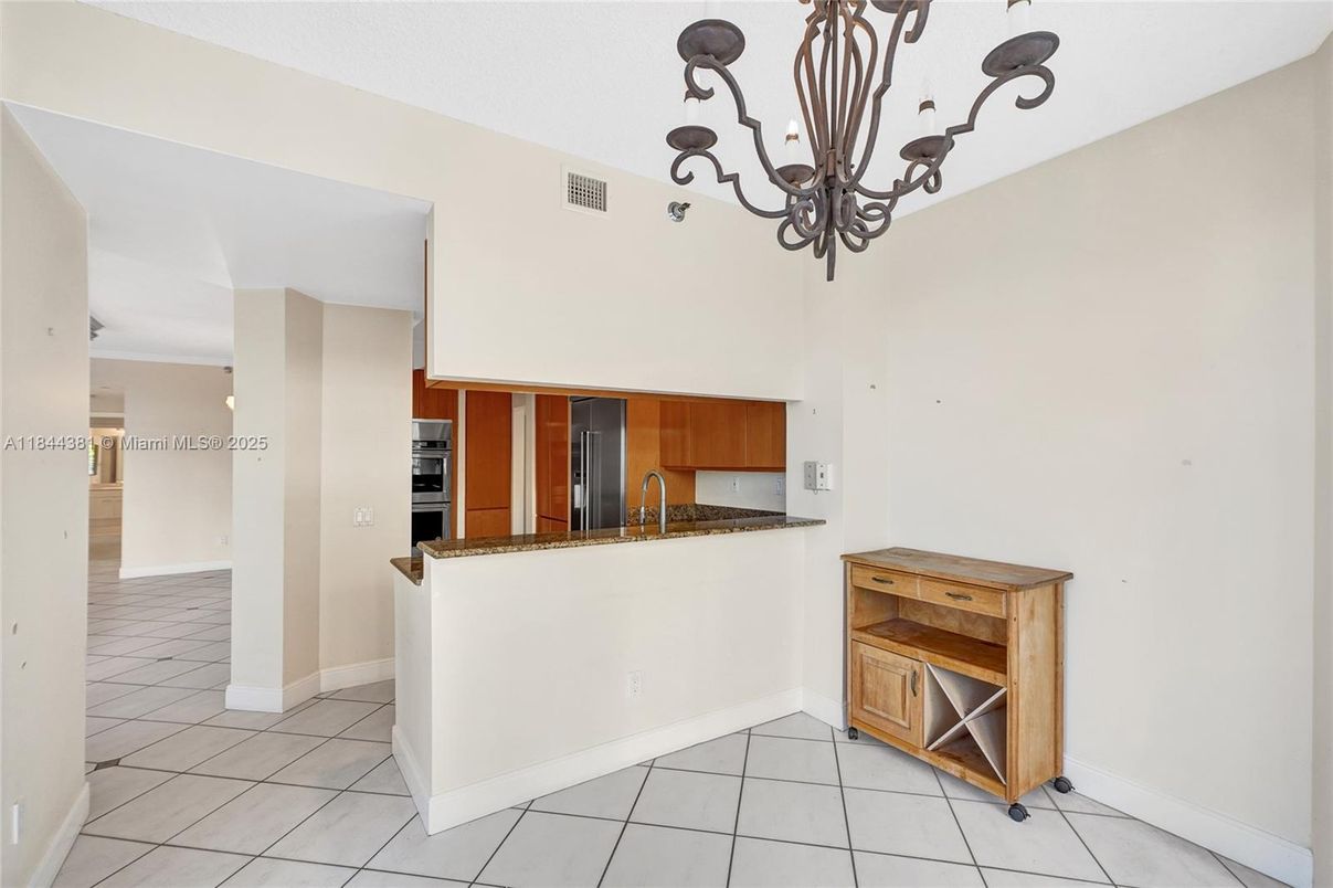 Chandelier, Interior, Kitchen, Stainless Steel Appliances
