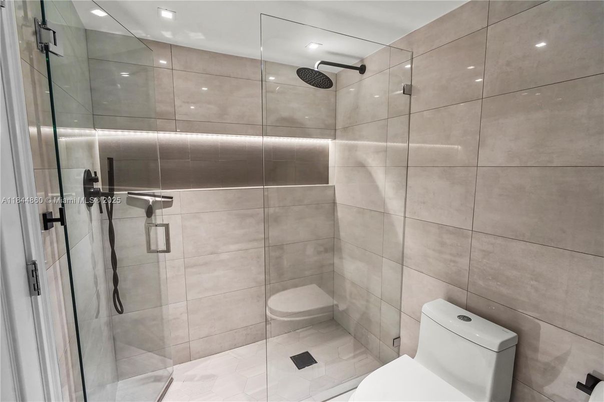Bathroom, Glass Shower, Interior, Recessed Lighting