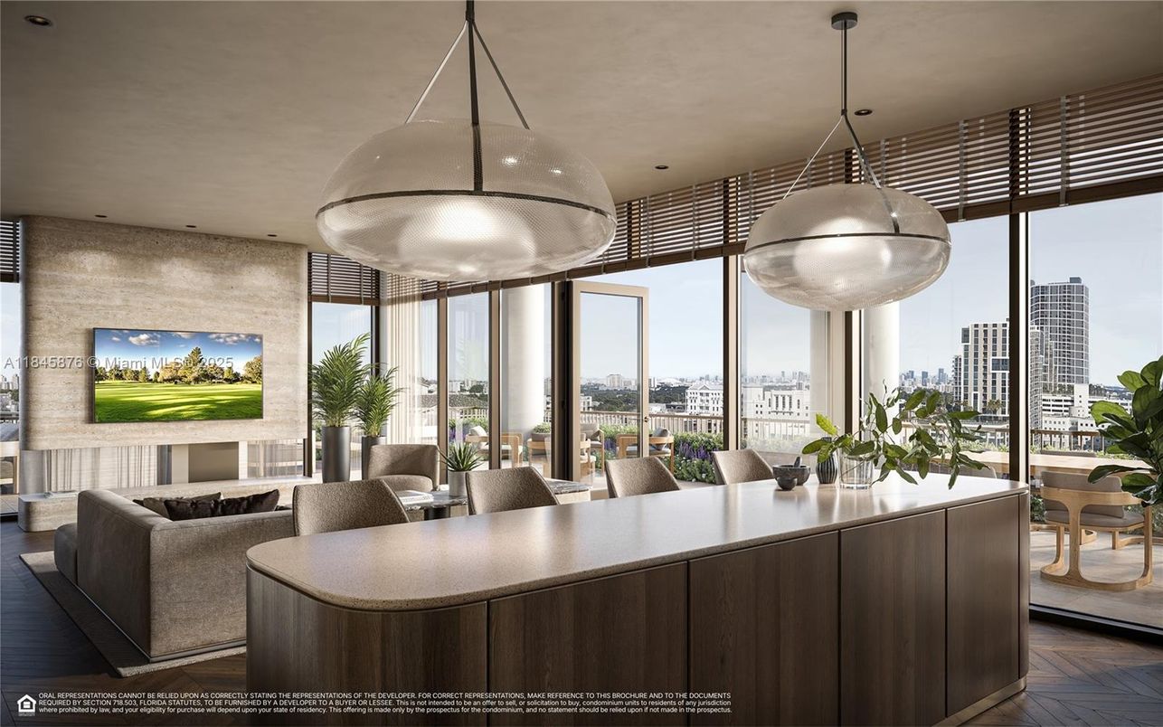 Dining room, Interior, Living room, Pendant Lights, Recessed Lighting, Wood Texture Flooring