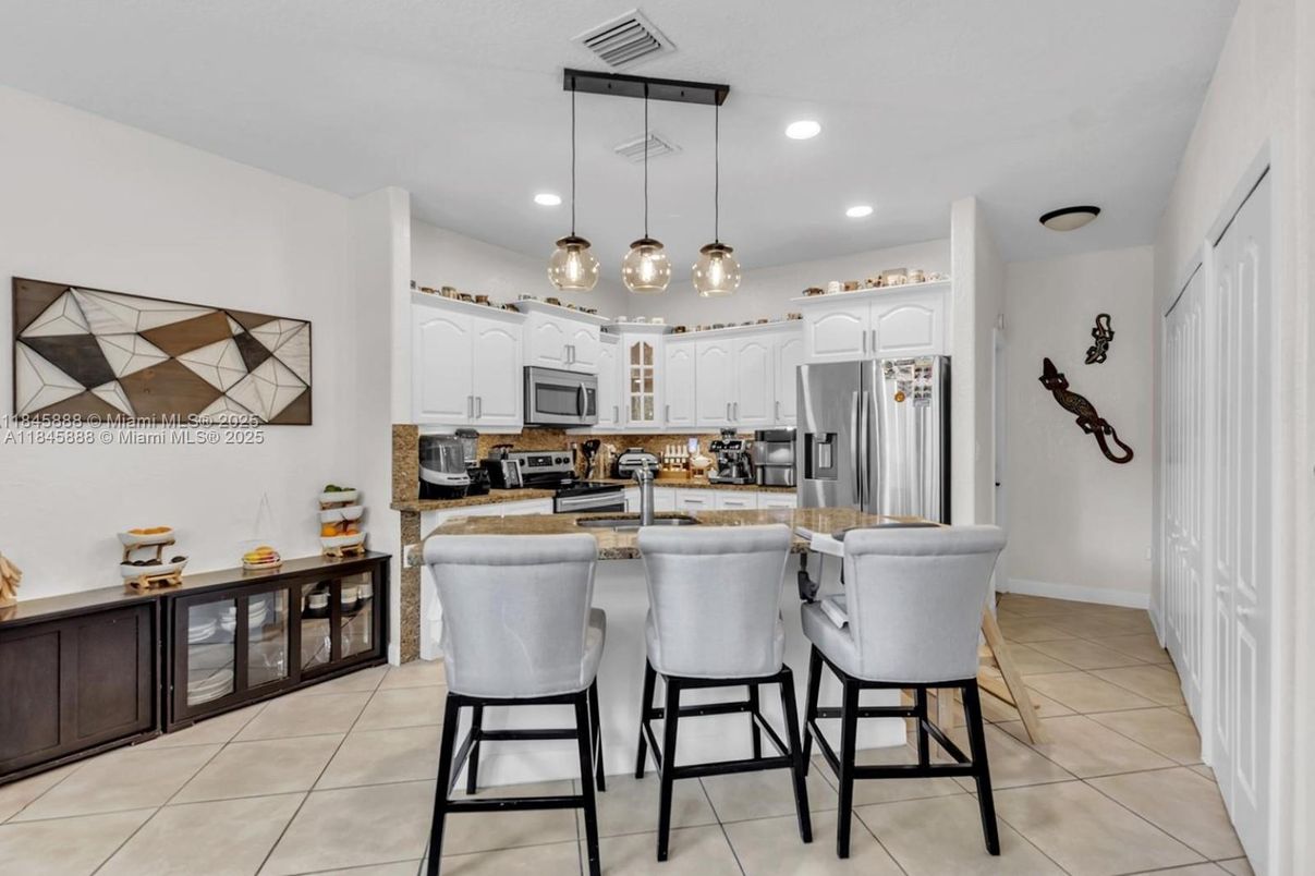 Interior, Kitchen, Pendant Lights, Recessed Lighting, Stainless Steel Appliances