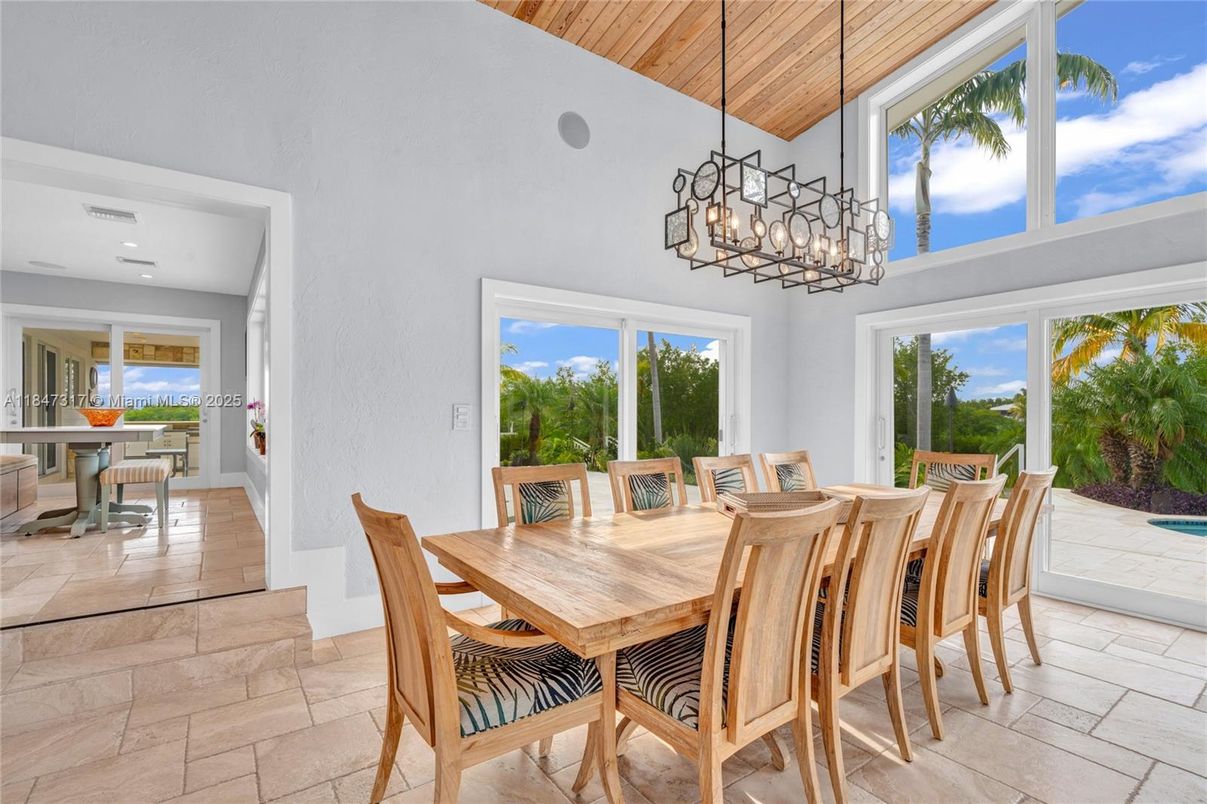 Dining room, Interior, Pendant Lights, Wooden Ceilings