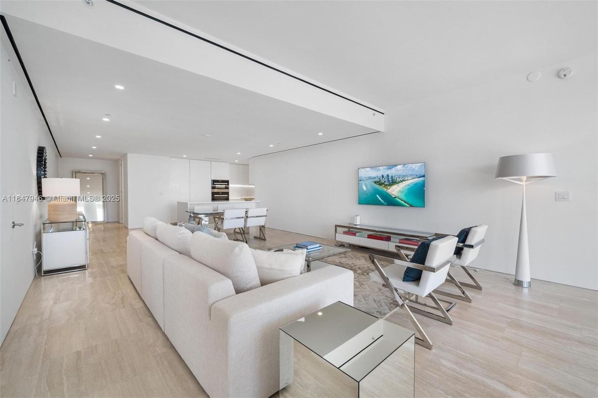 Interior, Kitchen, Living room, Recessed Lighting, Stainless Steel Appliances, Wood Texture Flooring
