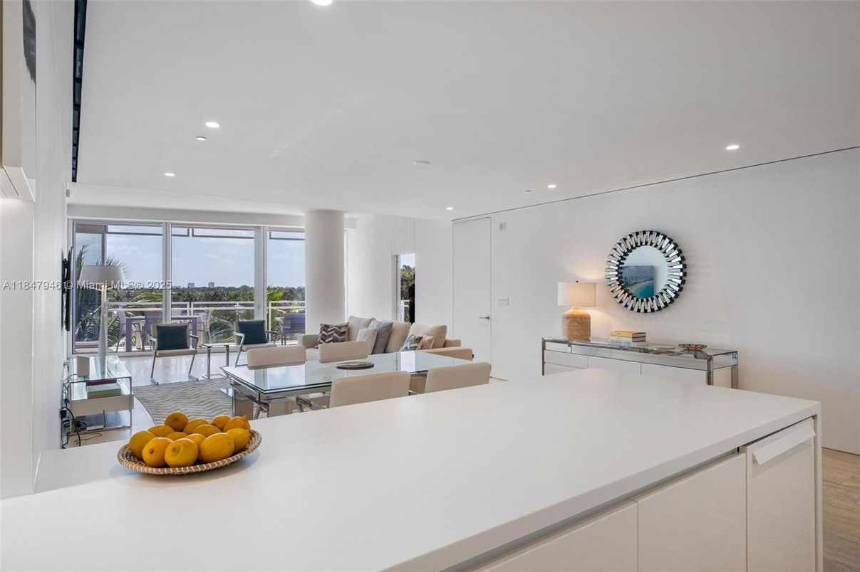 Dining room, Interior, Kitchen, Living room, Recessed Lighting, Wood Texture Flooring