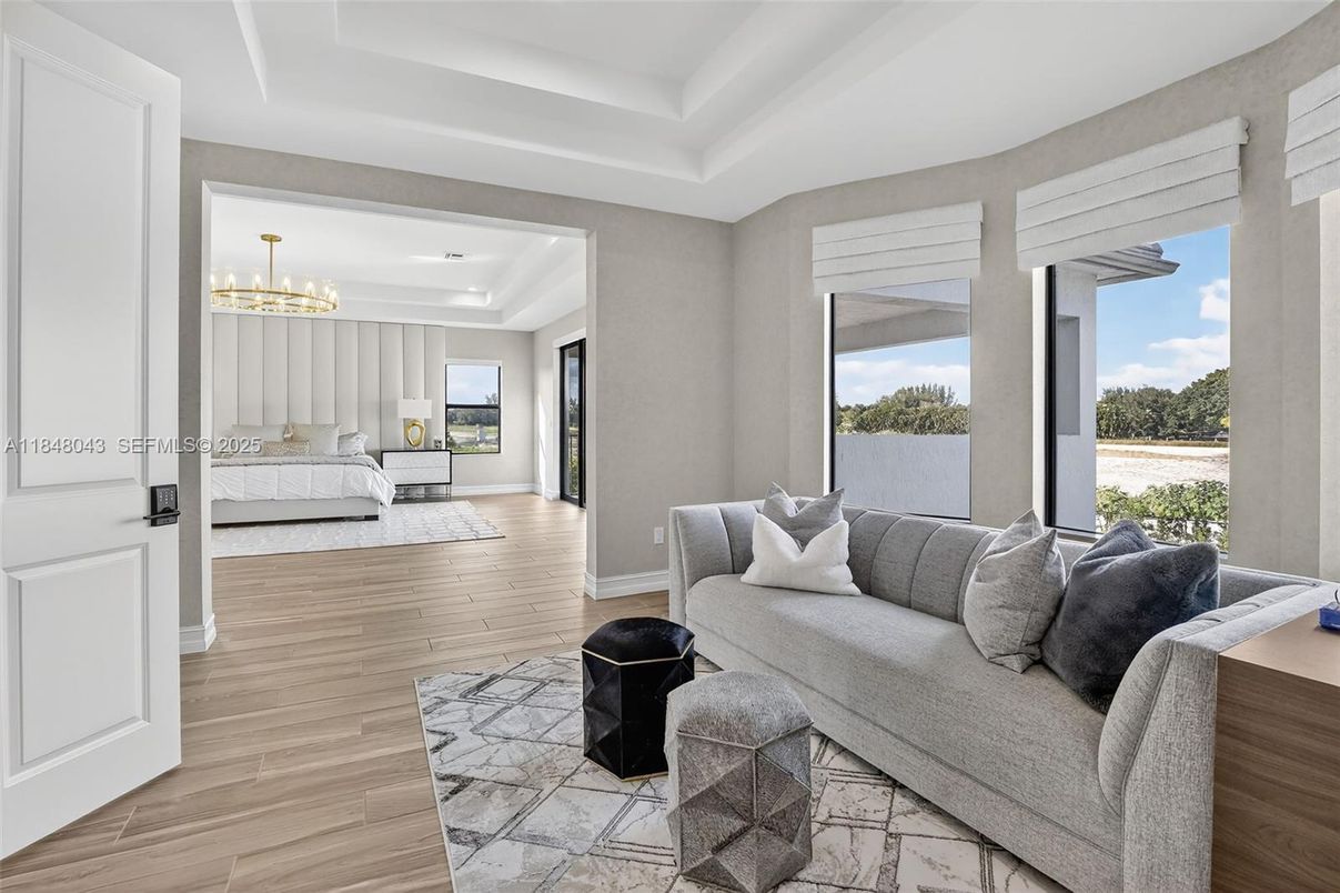 Chandelier, Interior, Living room, Recessed Lighting, Wood Texture Flooring